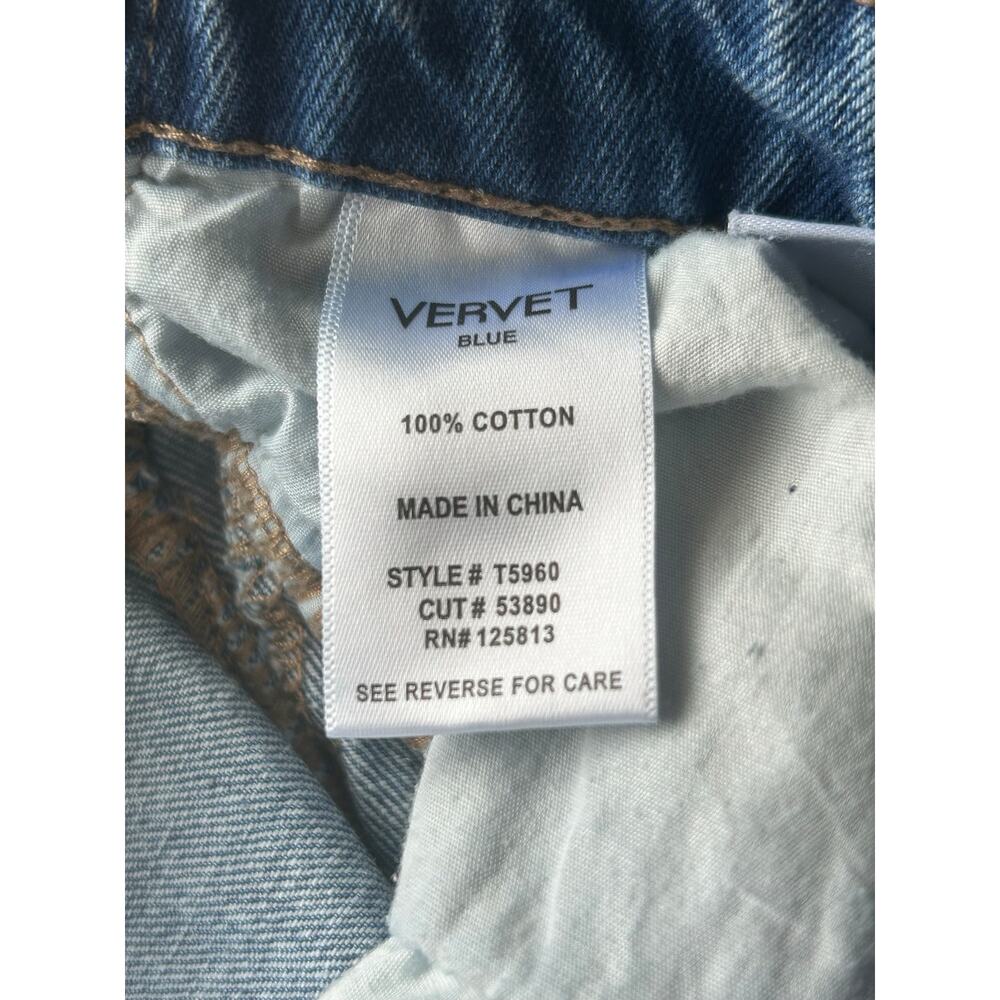Vervet Blue high-rise fit medium blue wash crop straight-leg uneven raw hem 25 - Picture 5 of 8